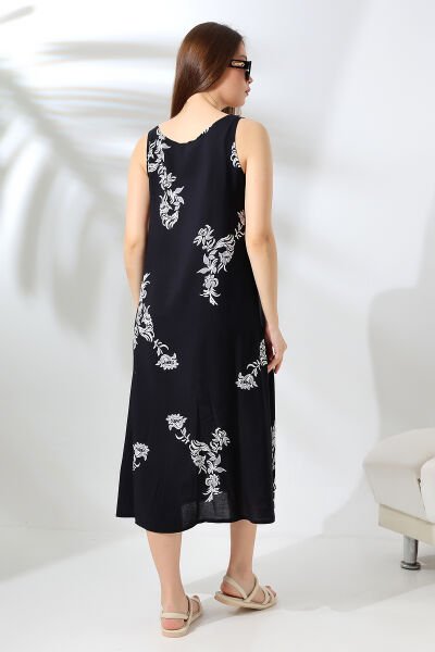 Likapa Yazlık Askılı Viskon Elbise 2691 Siyah Beyaz - M
