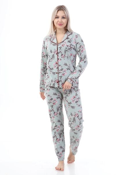 LikapaShop Penye Uzun Kol Pijama Takımı 001352-04 SOMON KALPLİ - L