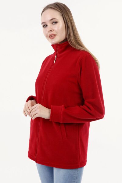 Likapa Fermuarlı Cepli Polar Mont KIRMIZI - 3XL