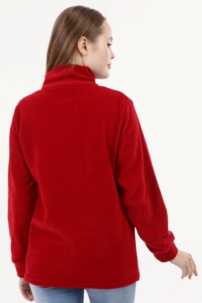 Likapa Fermuarlı Cepli Polar Mont KIRMIZI - 3XL
