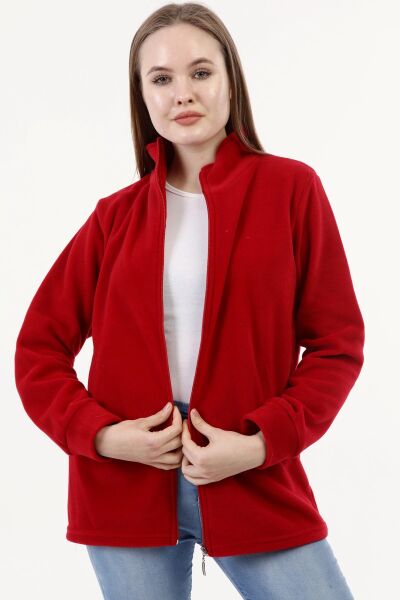 Likapa Fermuarlı Cepli Polar Mont KIRMIZI - 3XL