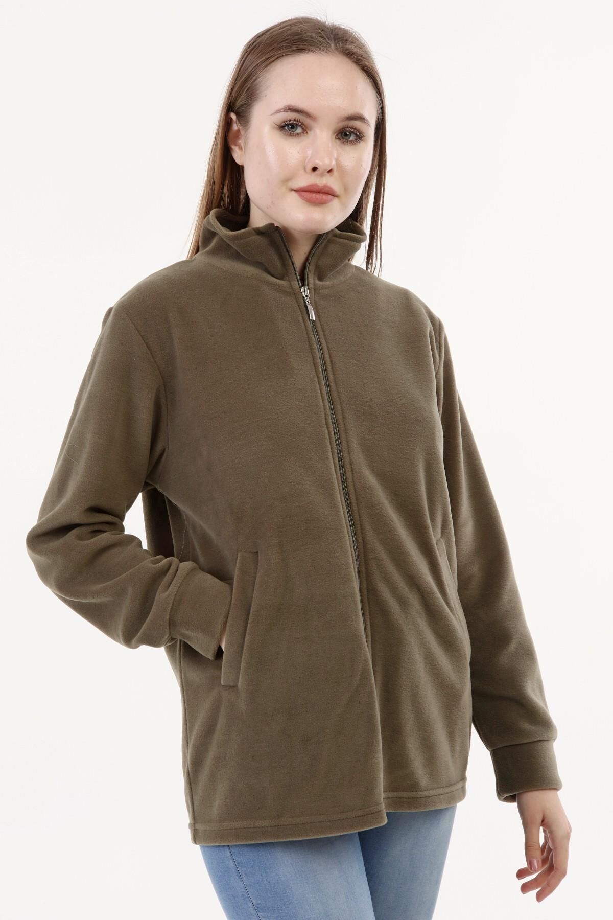 Likapa Fermuarlı Cepli Polar Mont HAKİ - 2XL