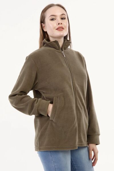 Likapa Fermuarlı Cepli Polar Mont HAKİ - 3XL