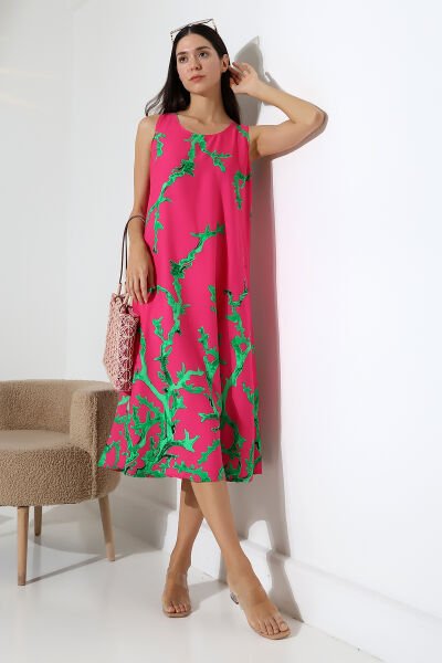 Likapa Yazlık Askılı Viskon Elbise 2691 pembe mercan - XL