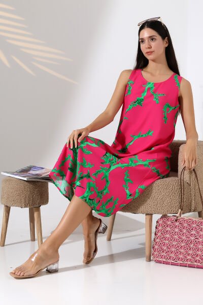 Likapa Yazlık Askılı Viskon Elbise 2691 pembe mercan - XL