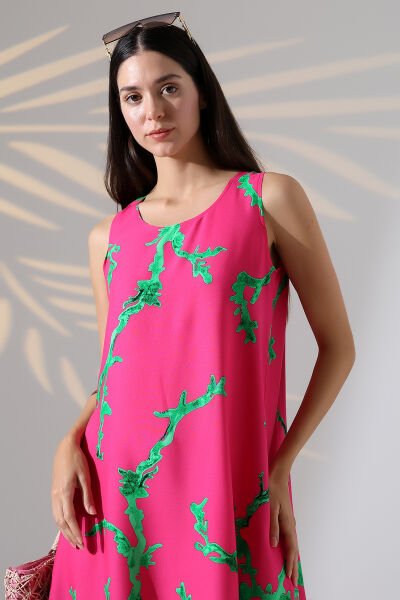 Likapa Yazlık Askılı Viskon Elbise 2691 pembe mercan - 2XL