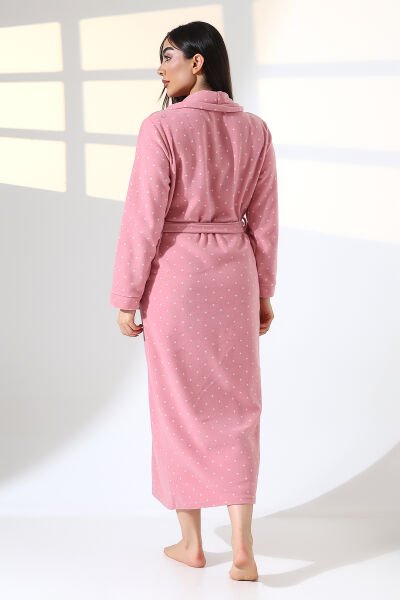 Likapa Uzun Şal Yaka Polar Sabahlık 226 Pembe Puanlı - XL