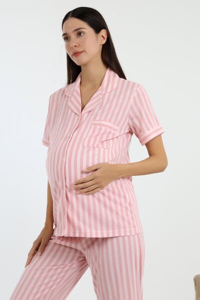 açık pembe çizgili