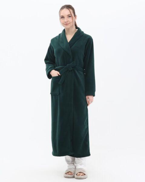 Likapa Uzun Şal Yaka Polar Sabahlık 226 XL - Koyu Yeşil