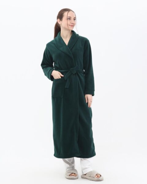 Likapa Uzun Şal Yaka Polar Sabahlık 226 XL - Koyu Yeşil