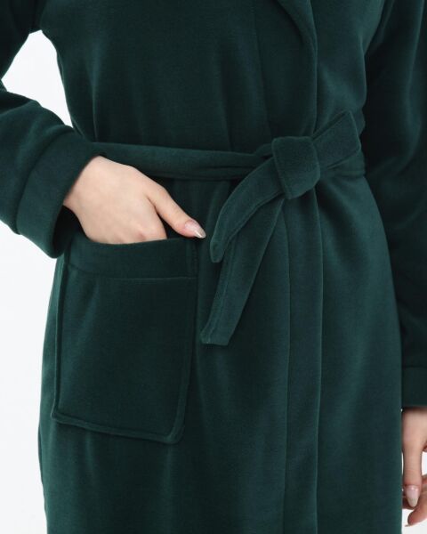 Likapa Uzun Şal Yaka Polar Sabahlık 226 2XL - Koyu Yeşil