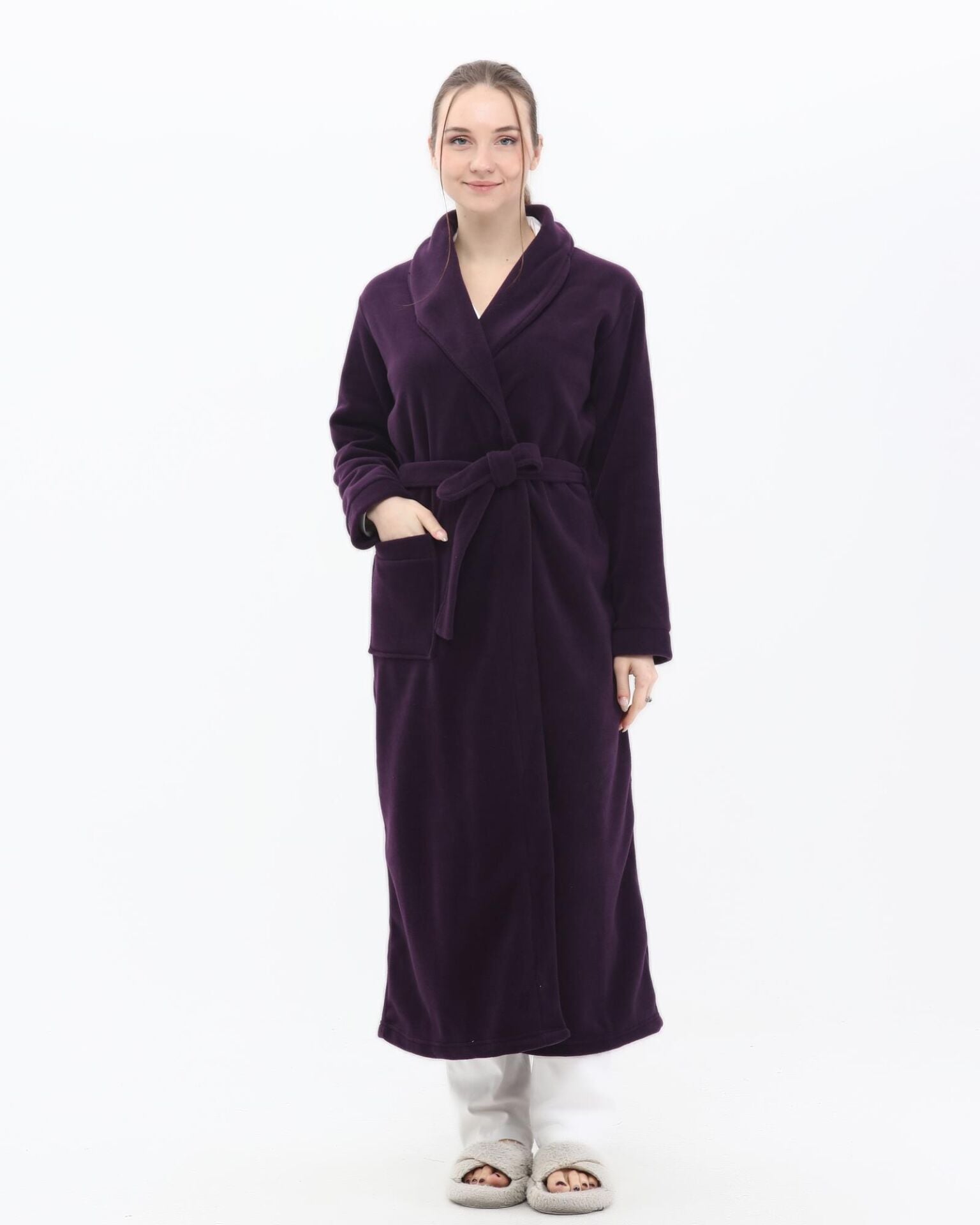 Likapa Uzun Şal Yaka Polar Sabahlık 226 M - Mor