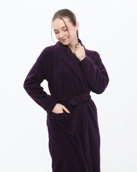 Likapa Uzun Şal Yaka Polar Sabahlık 226 2XL - Mor