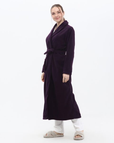 Likapa Uzun Şal Yaka Polar Sabahlık 226 2XL - Mor