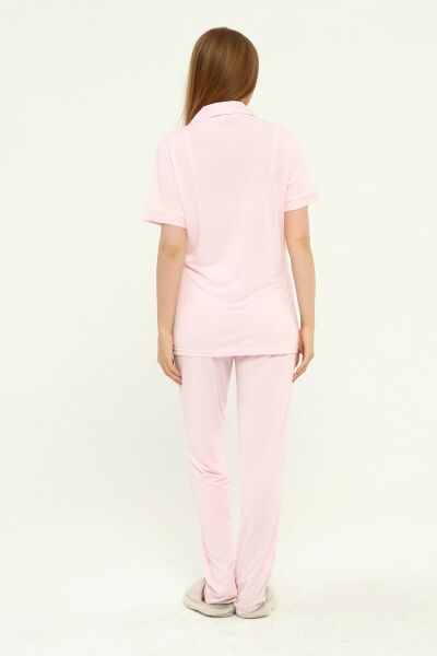 Önden Düğmeli Hamile Lohusa MEVSİMLİK KISA KOL PİJAMA TAKIMI Pembe - 2XL