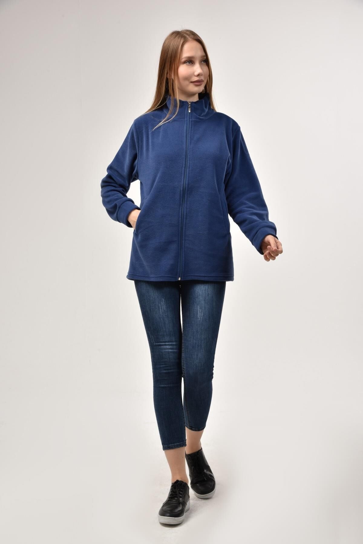 Likapa Fermuarlı Cepli Polar Mont İndigo - 3XL