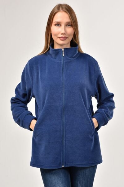Likapa Fermuarlı Cepli Polar Mont İndigo - 3XL