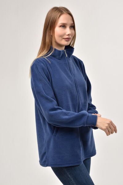 Likapa Fermuarlı Cepli Polar Mont İndigo - 3XL