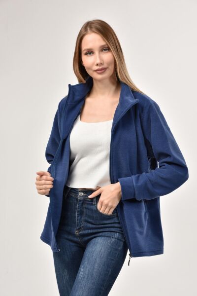 Likapa Fermuarlı Cepli Polar Mont İndigo - 3XL