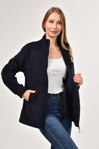 Likapa Fermuarlı Cepli Polar Mont LACİVERT - 3XL