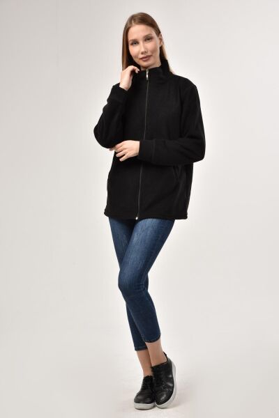 Likapa Fermuarlı Cepli Polar Mont SİYAH - XL