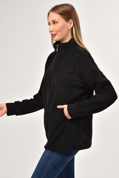 Likapa Fermuarlı Cepli Polar Mont SİYAH - XL
