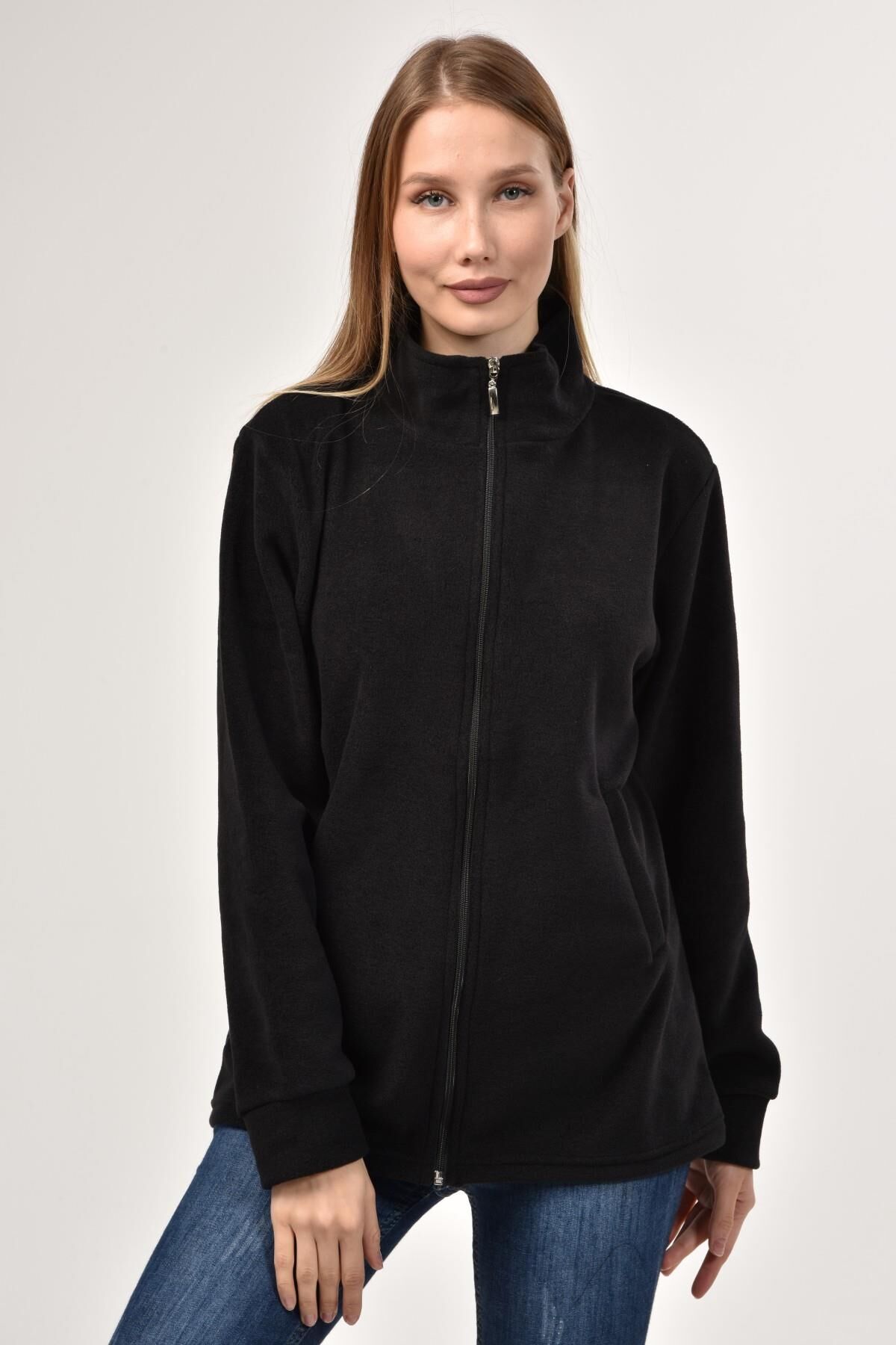 Likapa Fermuarlı Cepli Polar Mont 2XL - SİYAH