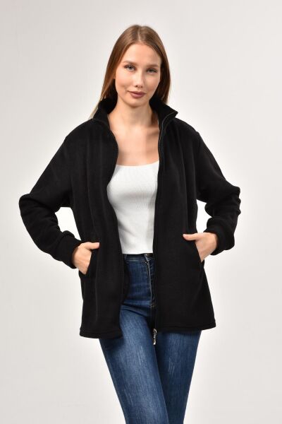 Likapa Fermuarlı Cepli Polar Mont 3XL - SİYAH
