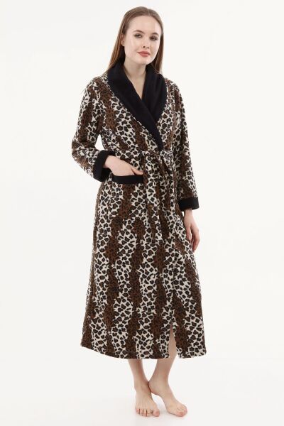Likapa Uzun Şal Yaka Polar Sabahlık 226 LEOPAR - M
