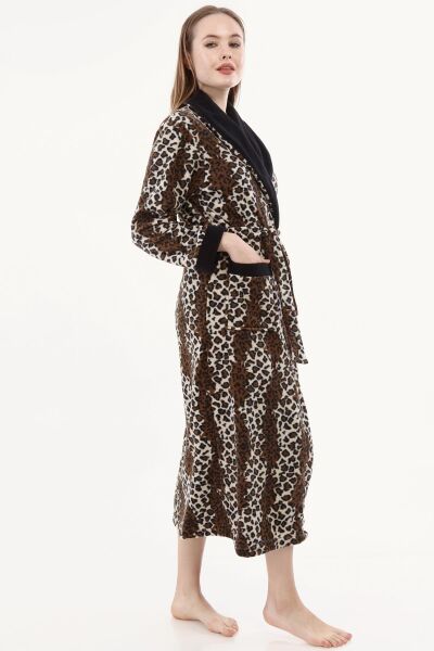 Likapa Uzun Şal Yaka Polar Sabahlık 226 LEOPAR - M
