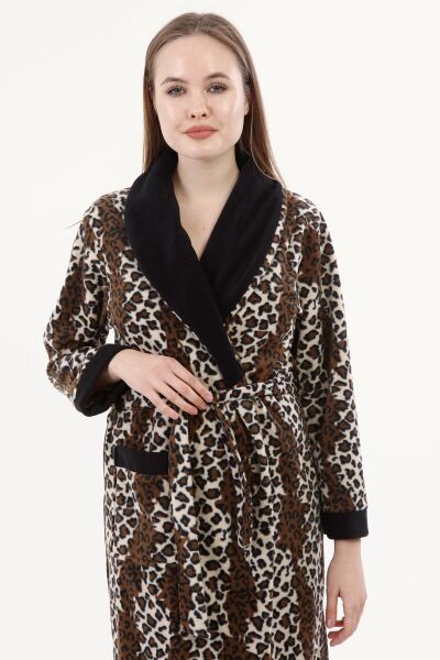Likapa Uzun Şal Yaka Polar Sabahlık 226 LEOPAR - L