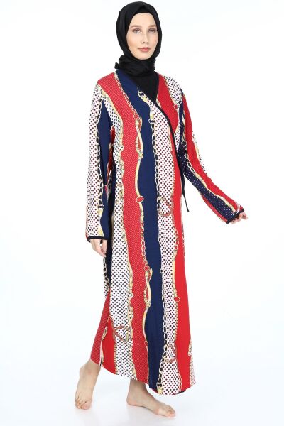 2001-01 Likapa Viskon Namaz Elbisesi LACİVERT  ÇİZGİLİ DESEN - 2