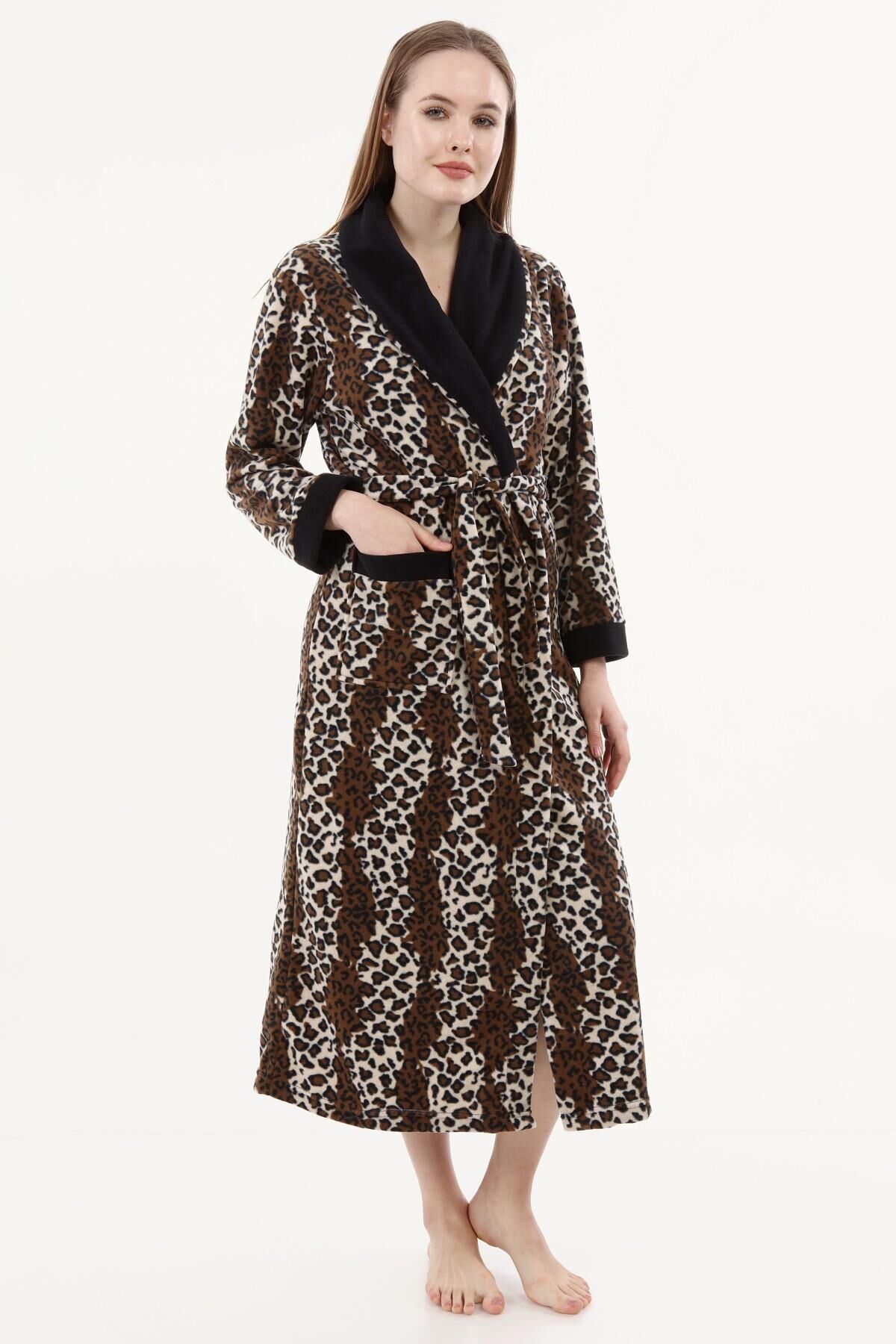 Likapa Uzun Şal Yaka Polar Sabahlık 226 LEOPAR - 2XL