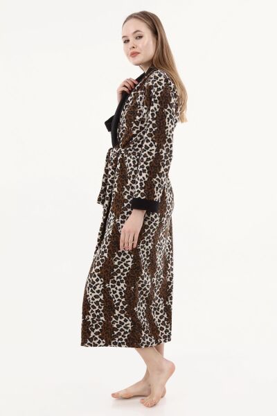 Likapa Uzun Şal Yaka Polar Sabahlık 226 LEOPAR - 2XL