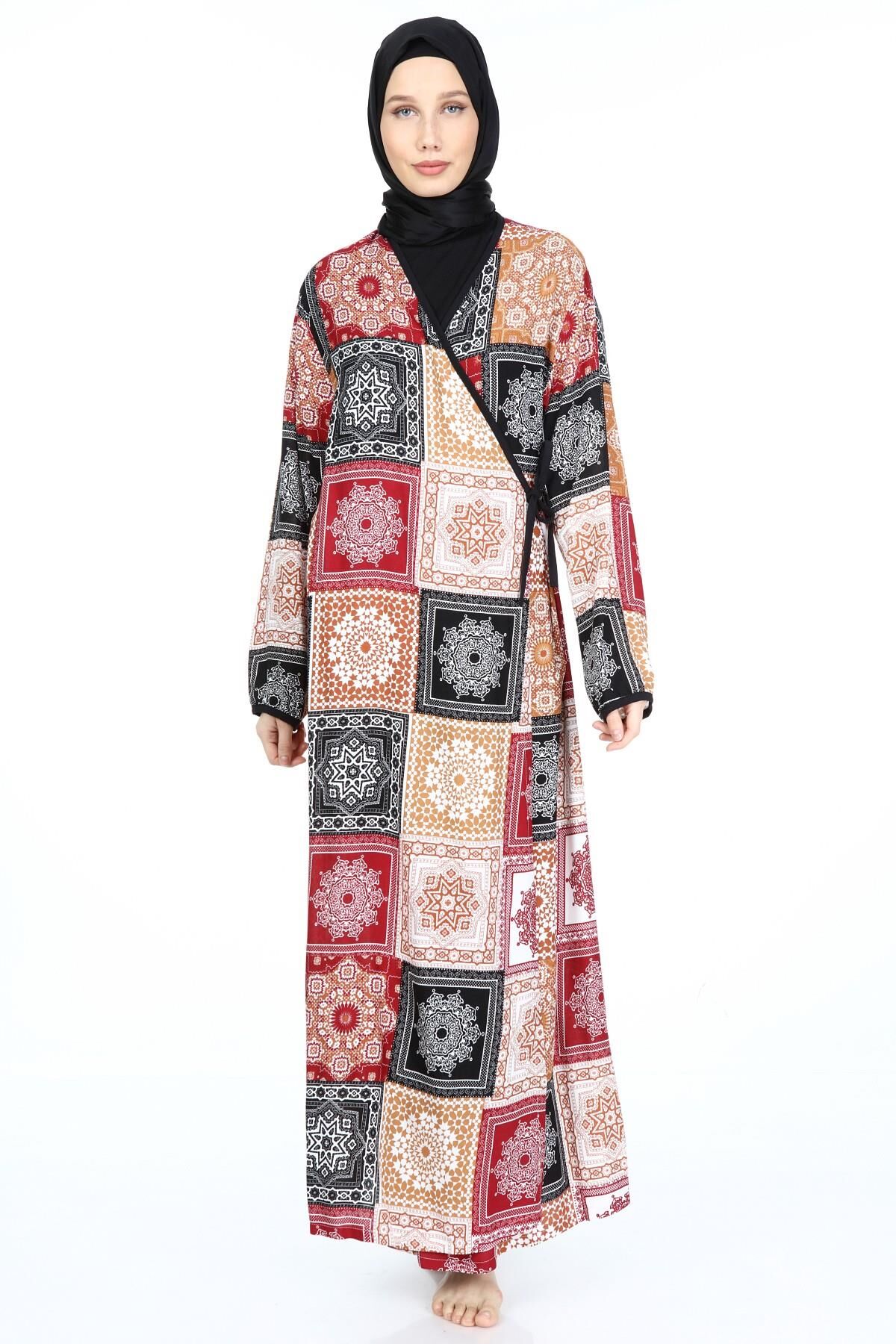 2001-01 Likapa Viskon Namaz Elbisesi SİYAH KİLİM DESEN - 1