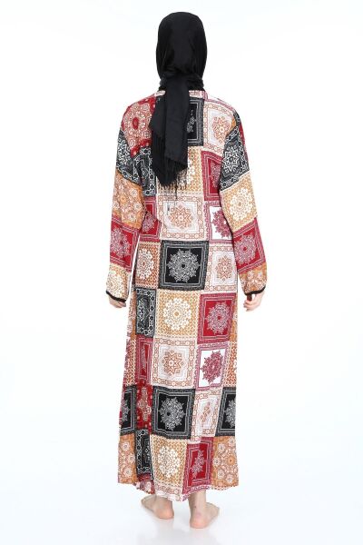 2001-01 Likapa Viskon Namaz Elbisesi SİYAH KİLİM DESEN - 3