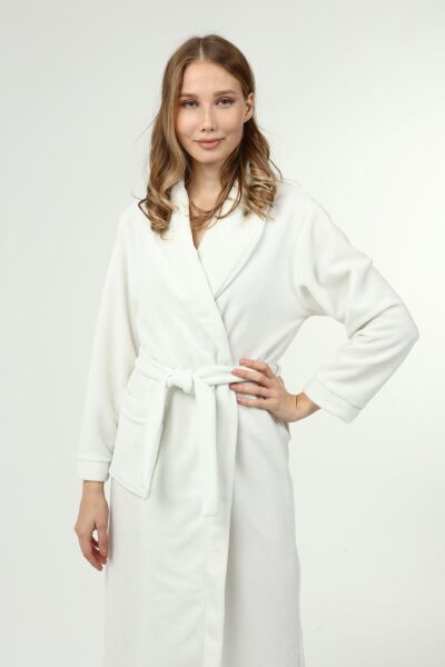 Likapa Uzun Şal Yaka Polar Sabahlık 226 Ekru - XL