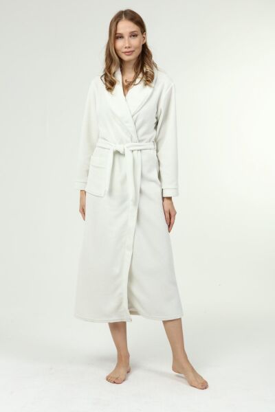 Likapa Uzun Şal Yaka Polar Sabahlık 226 Ekru - XL