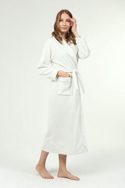 Likapa Uzun Şal Yaka Polar Sabahlık 226 Ekru - XL