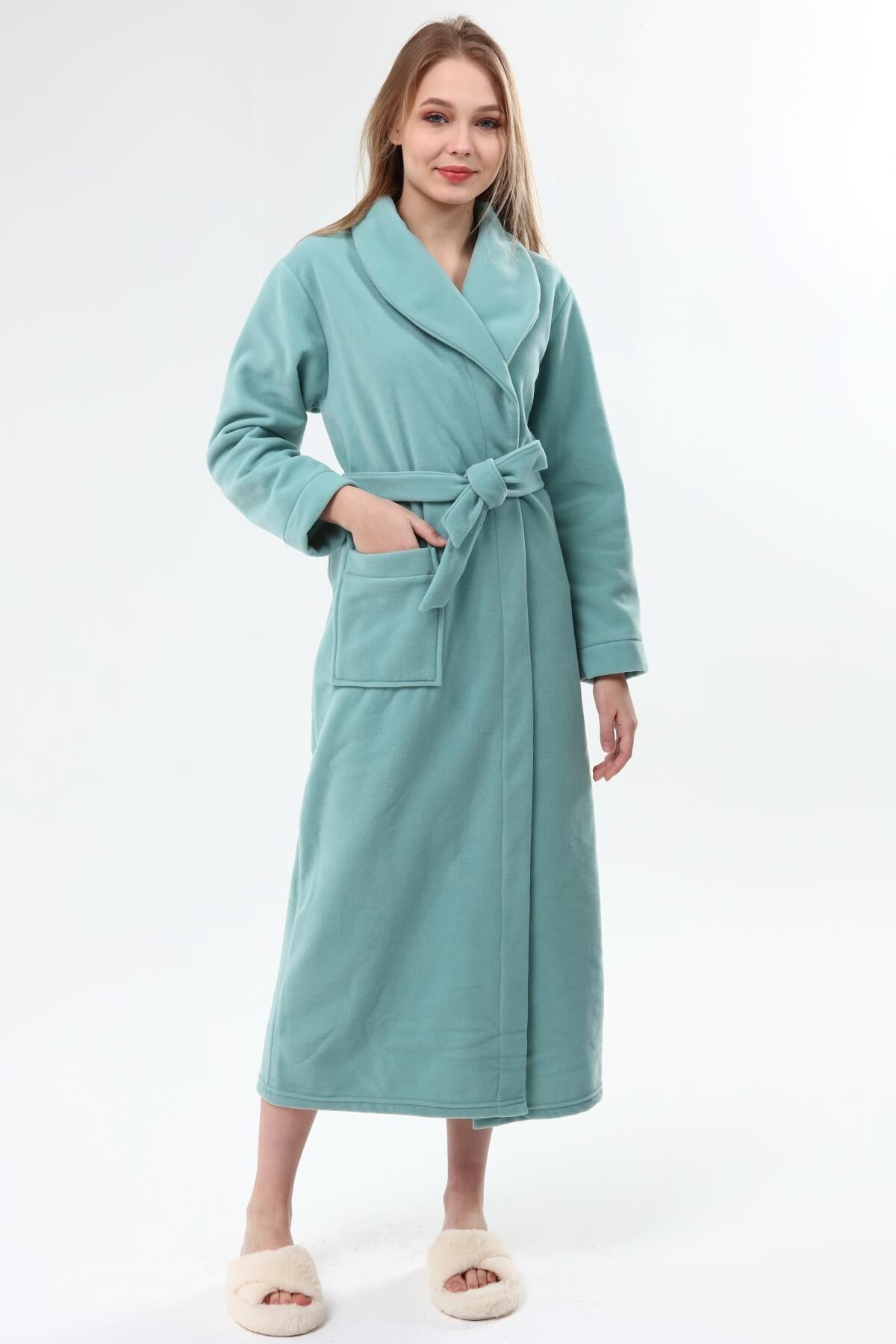 Likapa Uzun Şal Yaka Polar Sabahlık 226 Düz MİNT - 2XL