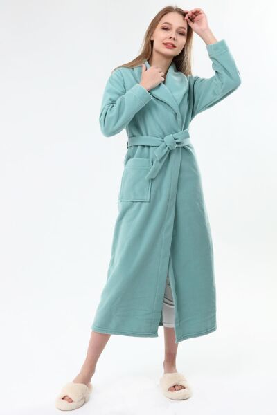 Likapa Uzun Şal Yaka Polar Sabahlık 226 Düz MİNT - 2XL