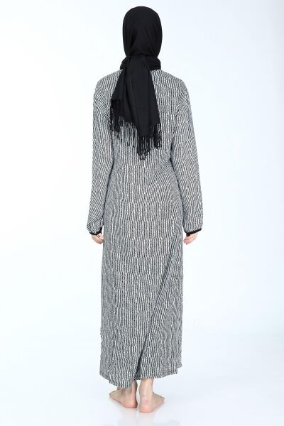 2001-01 Likapa Viskon Namaz Elbisesi SİYAH ÇİZGİLİ DESEN - 3