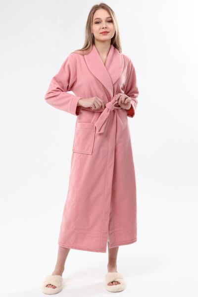 Likapa Uzun Şal Yaka Polar Sabahlık 226 Düz PEMBE - XL
