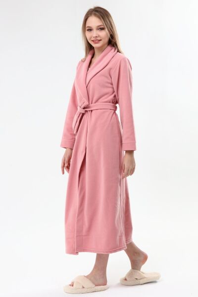 Likapa Uzun Şal Yaka Polar Sabahlık 226 Düz PEMBE - 2XL