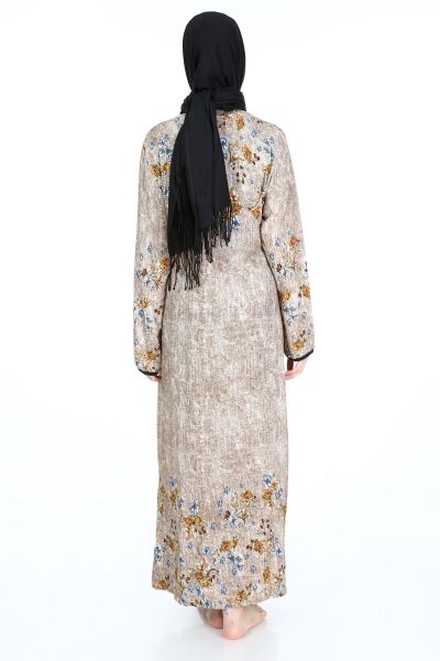 2001-01 Likapa Viskon Namaz Elbisesi KAHVE ETEĞİ SULU DESEN - 2