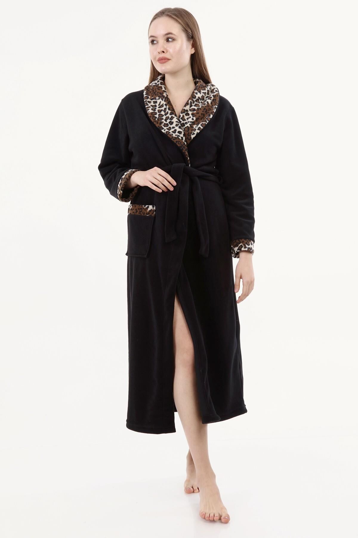 Likapa Uzun Şal Yaka Polar Sabahlık 226 SİYAH - 2XL