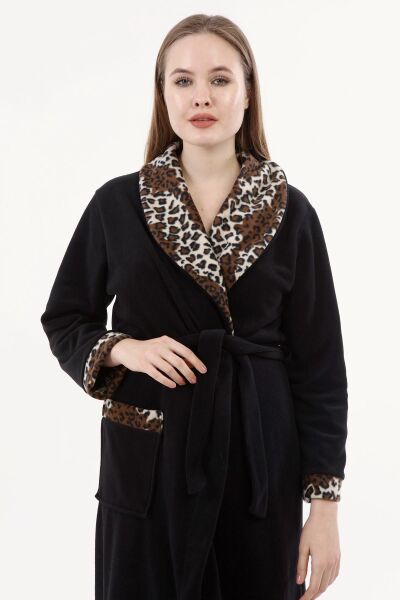 Likapa Uzun Şal Yaka Polar Sabahlık 226 SİYAH - 2XL