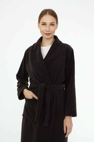 Likapa Uzun Şal Yaka Polar Sabahlık 226 Antrasit - XL