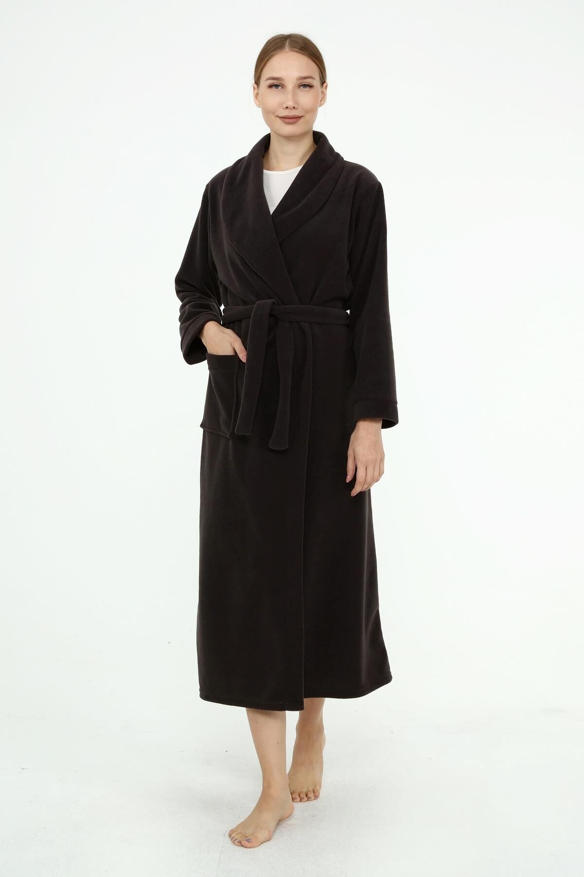 Likapa Uzun Şal Yaka Polar Sabahlık 226 Antrasit - 2XL