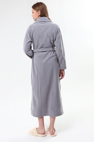 Likapa Uzun Şal Yaka Polar Sabahlık 226 Düz GRİ - 2XL